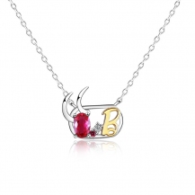 Barbie Constellation Series S925 Silver Capricornus Winter Love Song Red Zircon Women Girls Necklace BSXL137