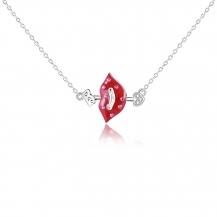 Barbie Constellation Series S925 Silver Sagittarius Red Lip Shape Shining Austria Diamonds Women Girls Necklace BSXL136