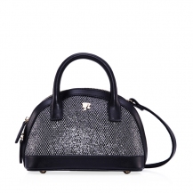 Barbie Shinning Series Sparkling Sequins Semicircle Shaped Black PU Dual Use Handbag/Crossbody Bag BBFB431