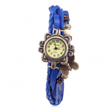 Smileyes Retro Butterfly Braided Leather Strap Beads Women Analog Quartz Watch TSW033L