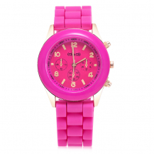 Smileyes Fashion Solid Color Silica Gel Strap Plating Alloy Women Analog Quartz Watch TSW035L